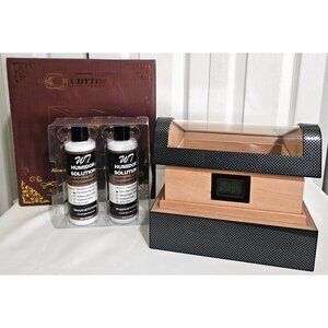 Wudytim Cigar Humidor Spanish Cedar Digital Hygrometer Box Glossy Torch Lighter